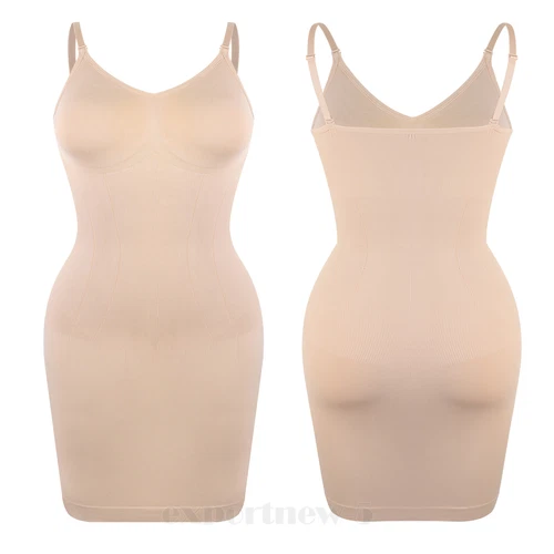 Damen Full Slip Under Kleid Verstellbare Träger Camisole Minikleid Knielang - Bild 19 von 24