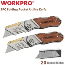 Sets of 2 Folding Utility Knife w/20 Blades Heavy Duty Cutter Quick Change Blade