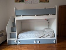 Cameretta Colombini soppalco con ampi cassetti salvaspazio (senza materassi)
