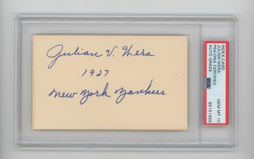Julian Julie Wera signed PSA/DNA COA handsignierte Karteikarte 1927 NY Yankees Auto - Bild 1 von 2