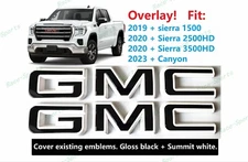 OVERLAY Front Rear White Black GMC Emblem 2019+ Sierra 1500 2500HD 3500HD Canyon