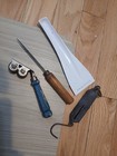 Vintage MCM Kitchen Tools -Brass Scale, Frigidaire Scraper, Ice Pick & Sharpener — photo 1