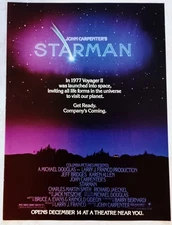 STARMAN~JOHN CARPENTER~1984 MOVIE PROMO POSTER~MAGAZINE AD ADVERT PINUP CLIPPING