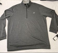 Adidas Pullover Mens L Gray Black Golf Quarter Zip Stretch 1/4 Zip Athletic Top