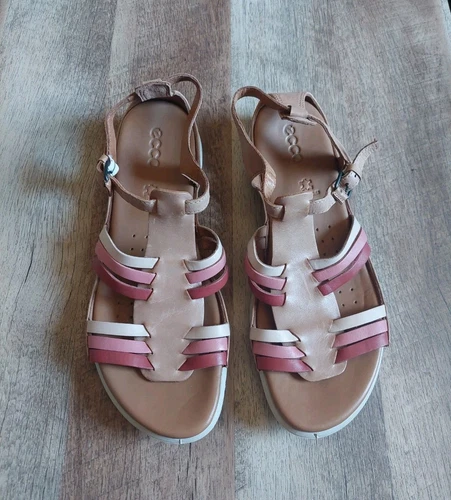 Sandali donna ECCO flash cinturino a T marrone rosa con cinturino taglia 10