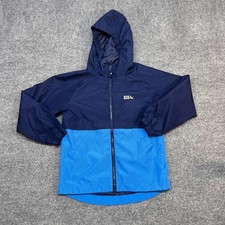 Eddie Bauer Jacket Kids Small 7/8 Blue Colorblock Hooded Lightweight Windbreaker