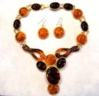 Vintage MIRIAM HASKELL Tortoise Shell Lucite Resin Necklace Earring SET