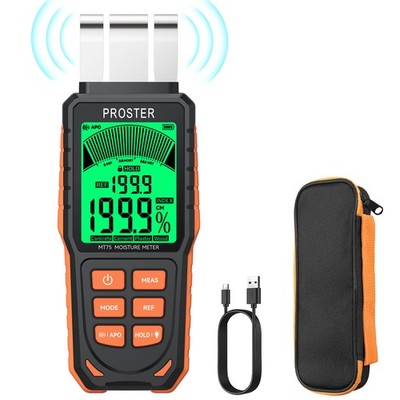 Pinless Wood Moisture Meter Damp Detector for Walls Firewood Masonry Concrete