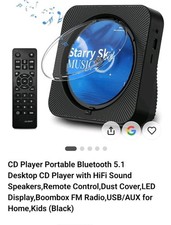 Desktop CD Player with Bluetooth  FM Radio Black 