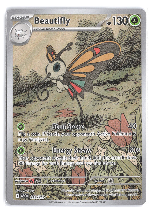 Beautifly 219/217 Illustration Rare Ascended Heroes Pokemon Near Mint
