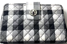 VERA BRADLEY, RFID Turnlock Wallet, Kingbird Plaid, Zip Around Wallet, NWT