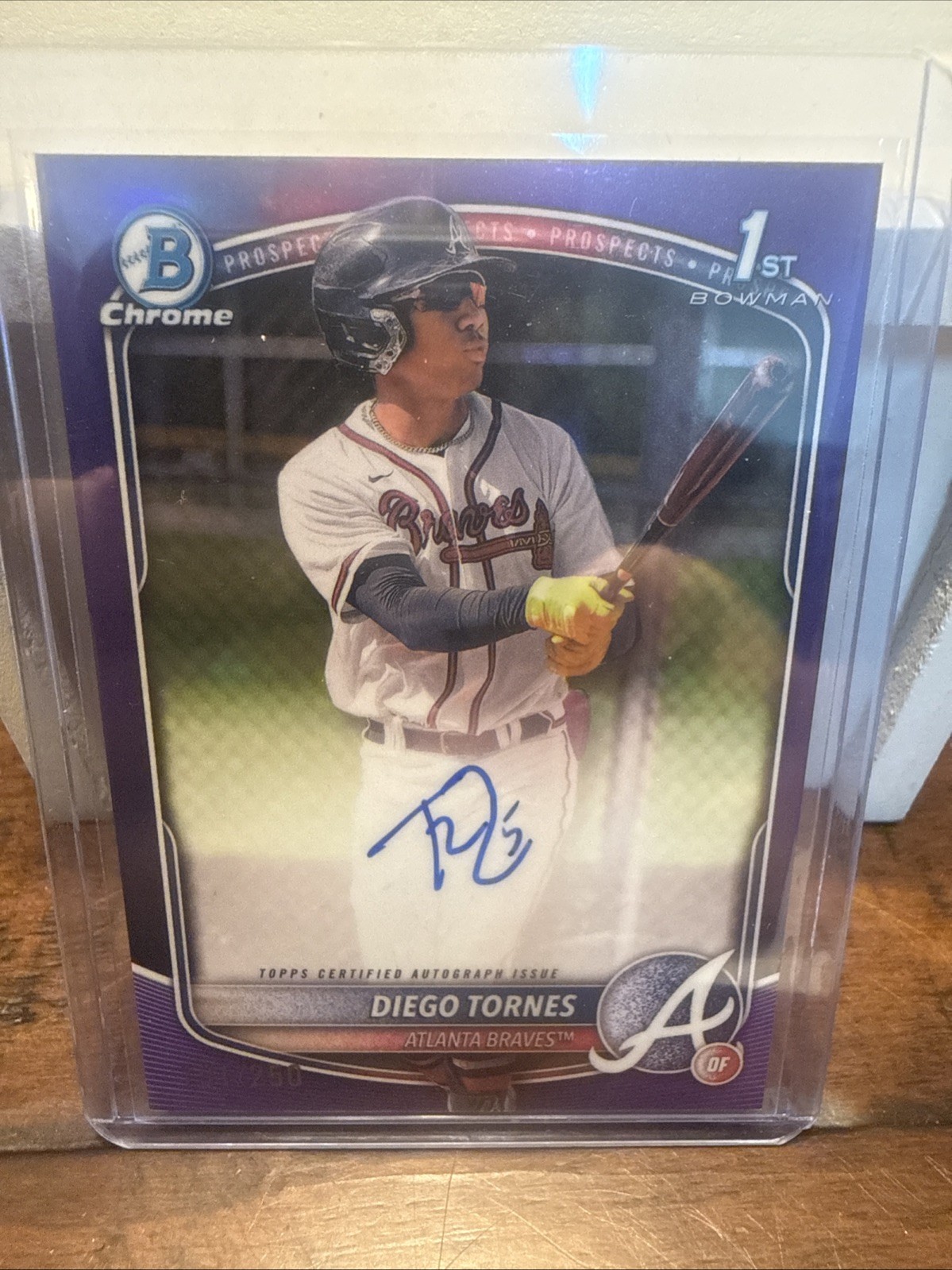 2025 Bowman Chrome Diego Tornes Auto Purple Refractor /250 1ST BOWMAN!!!!