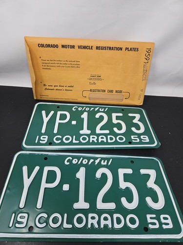 1959 Colorful COLORADO CO LICENSE PLATE PAIR!