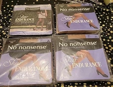 4 No Nonsense Pantyhose Sheer Endurance Control Top Size A 3 Beige 1 Black