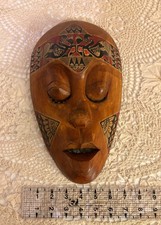 Wooden Mask From Indonesia -Hand Carved Painted 14"Tall