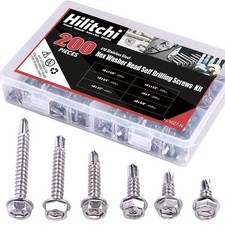 410 Stainless Steel 8 Hex Washer Head Self Drilling Sheet Metal Tek Screws A...