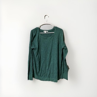 Thread 4 Thought Women L Sweater Green Organic Cotton Pullover Long Sleeve EUC