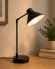Black Metal Desk Lamp Adjustable Task Light E14 LED Reading Office Table Lamp