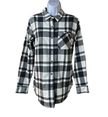 Outdoor Research Kulshan Flannel Shirt Size S Black White Plaid Pocket Button Up