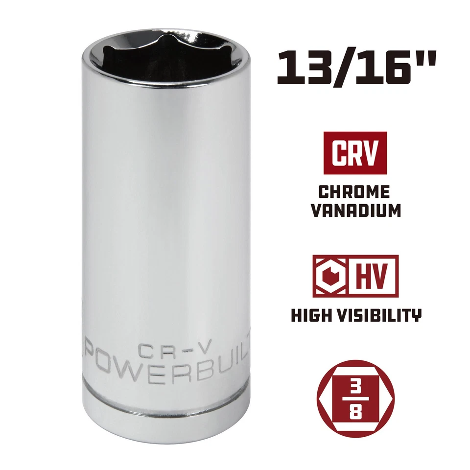 Powerbuilt 3/8 Inch Drive x 13/16 Inch 6 Point Deep Socket - 641207 - Image 2 of 4