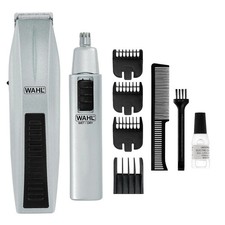 WAHL 5537-420 Mustache Beard Nose Ear Hair Battery-Operated Travel Trimmer Set