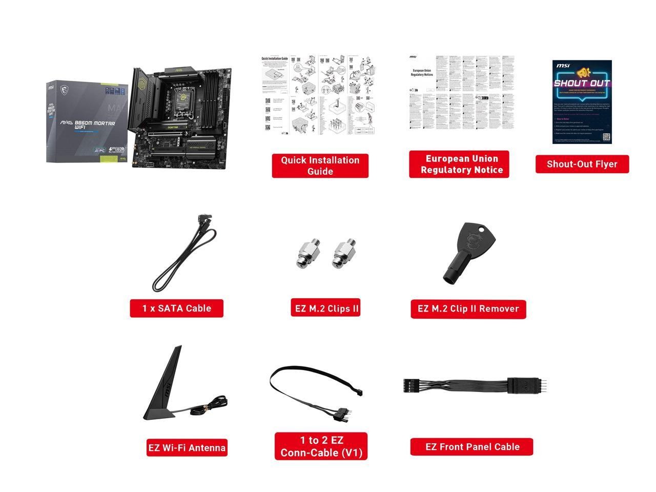 MSI MAG B860M MORTAR WIFI LGA 1851 Intel B860 SATA 6Gb/s DDR5 CI-E x16 slot  M.2