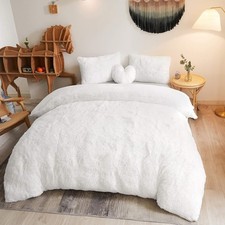 Luxury Shaggy Plush Duvet Cover Set, Soft 3 Pieces Fluffy Faux Fur Comforter