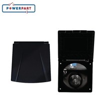 Mains 230V 16A Flush Hook Up Socket Caravan Motorhome Camper Van RV Black