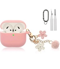 Compatible with AirPods 4 Case,pink Premium Soft Silicone Protective Case Cover
