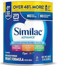 Similac Advance Powder Baby Formula With Iron, DHA & Lutein,30.8-oz Value Can
