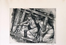 Alfred KITZIG, Motiv zum Knappenbrief - Radierung