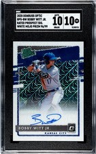 2020 Donruss Optic Bobby Witt Jr. WHITE MOJO PRIZM /99 SGC 10 w/10 AUTO RC