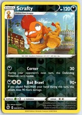 Scrafty 042/073 Rare Champion's Path Pokemon Reverse Holo Lightly Played