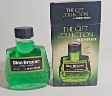 Vintage Mennen 6 oz Glass Bottle of Original Skin Bracer After Shave in Box NOS