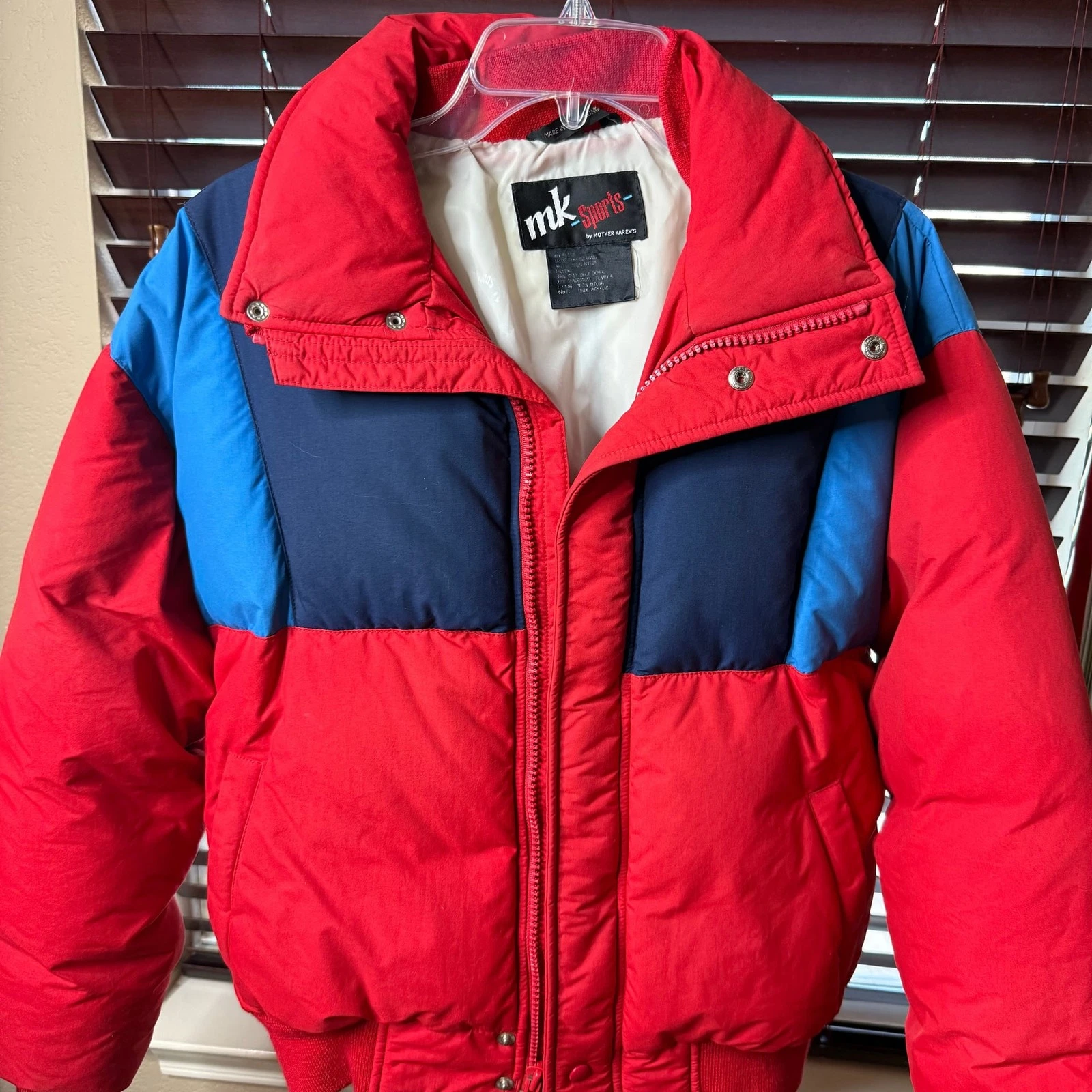Vintage MK Sports Puffer Jacket Red Blue Color Block Size M