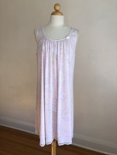 BEAUTIFUL VTG MISS ELAINE Pink Floral Nylon  Lace Full-Sweep Nightgown SZ M/L