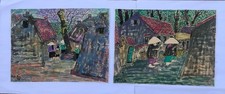 Orig set of Nguyen Hung's paintings born 1962 VUFA 12x 15.7 in  Countryside