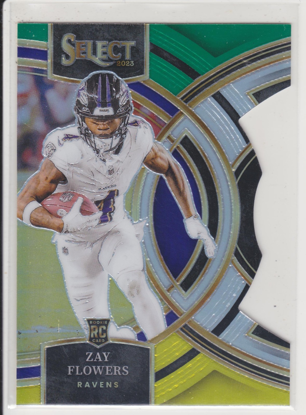 ZAY FLOWERS 2023 SELECT RC ROOKIE PREMIER DIE-CUT GREEN YELLOW PRIZM *MM1