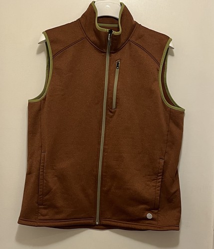 L.L. Bean Sweater Fleece Vest Mens Large Rust Orange Full Zip Outdoor Casual