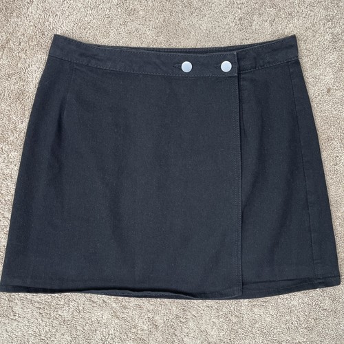 Jeans Wickelrock Damen L schwarz 100% Baumwolle kurz Retro Y2K Schulmädchen Stretch