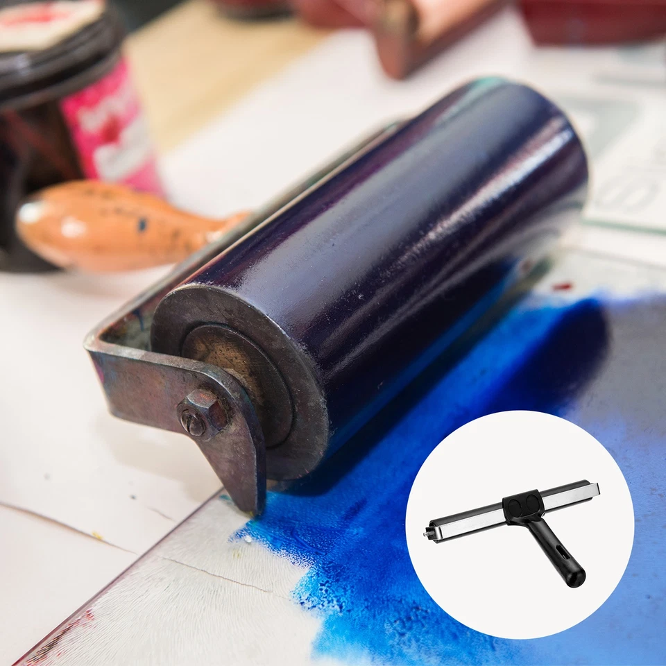 Rubber Roller Brayer Printmaking Ink Print Spreading Brush Tool Black 8 inch Foto 3 de 4