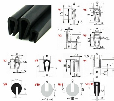 Fassungsprofil Epdm Kantenschutz Keder Gummi u Profil Gummidichtung Dichtung FQ