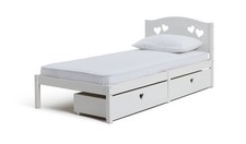 Mia Single Bed Frame with 2 Drawers White Modern Bedroom Furniture Storage