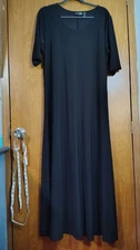 Attitudes by Renee Como Jersey Maxi Dress Black Sz L Stretchy Slinky Witchy