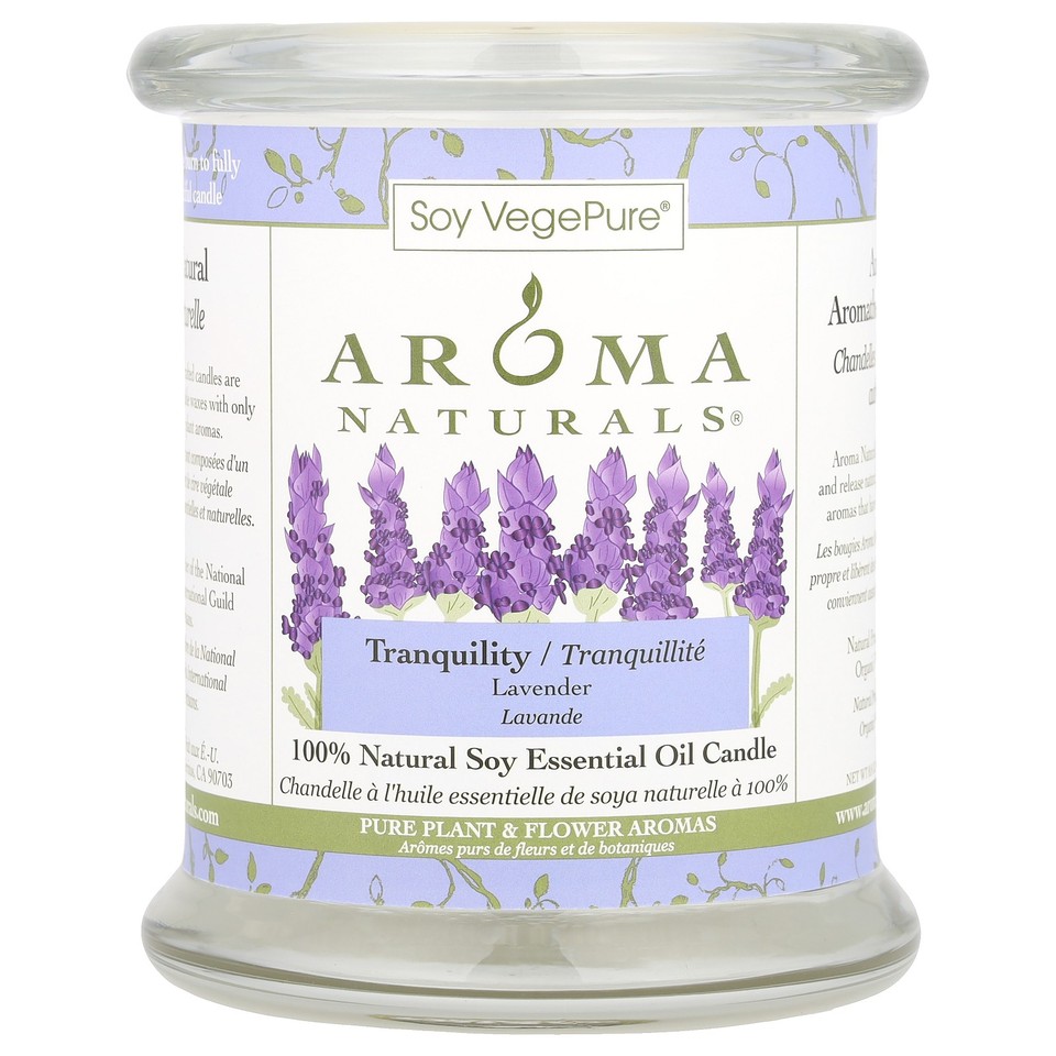 Soy VegePure®, 100% Natural Soy Essential Oil Candle, Tranquility, Lavender, 8.8