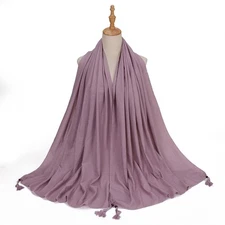Scarves Muslim Tassel Turban Lager Hijab Head Wrap Shawls Stoles Scarves Scarf