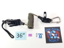 Scuba Dive Stretch Coil Lanyard Quick Release Buckle Snaps 36" Stainless Clip