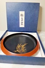 Vintage Wajima-nuri Japanese 24cm Lacquered Bowl  By Tamura ?? "Rice Ears" Motif