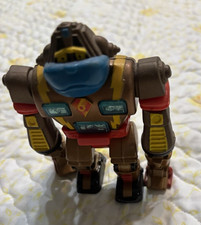 Vintage 1984 Robot Toy Figure Brown Plastic w/ Red Yellow Blue, Ages 4-11