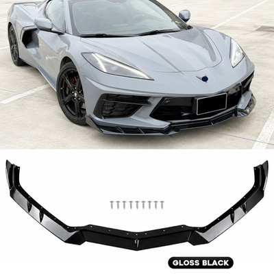For 2020-2026 Chevy Corvette C8 Stingray Gloss Black Front Bumper Lip Splitter